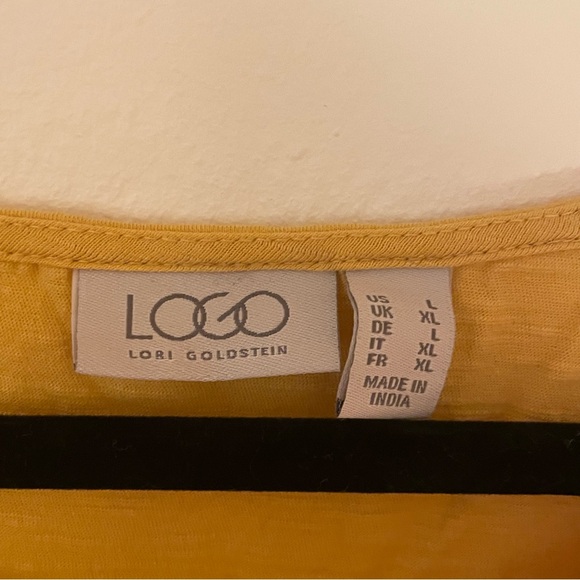 Logo by Lori Goldstein mustard, yellow 100% cotton burnout, tank top size large - Picture 7 of 9